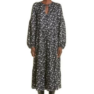 Elegant Lafayette 148 Black Leopard Print Jacquard Sulk Long Sleeve Dress